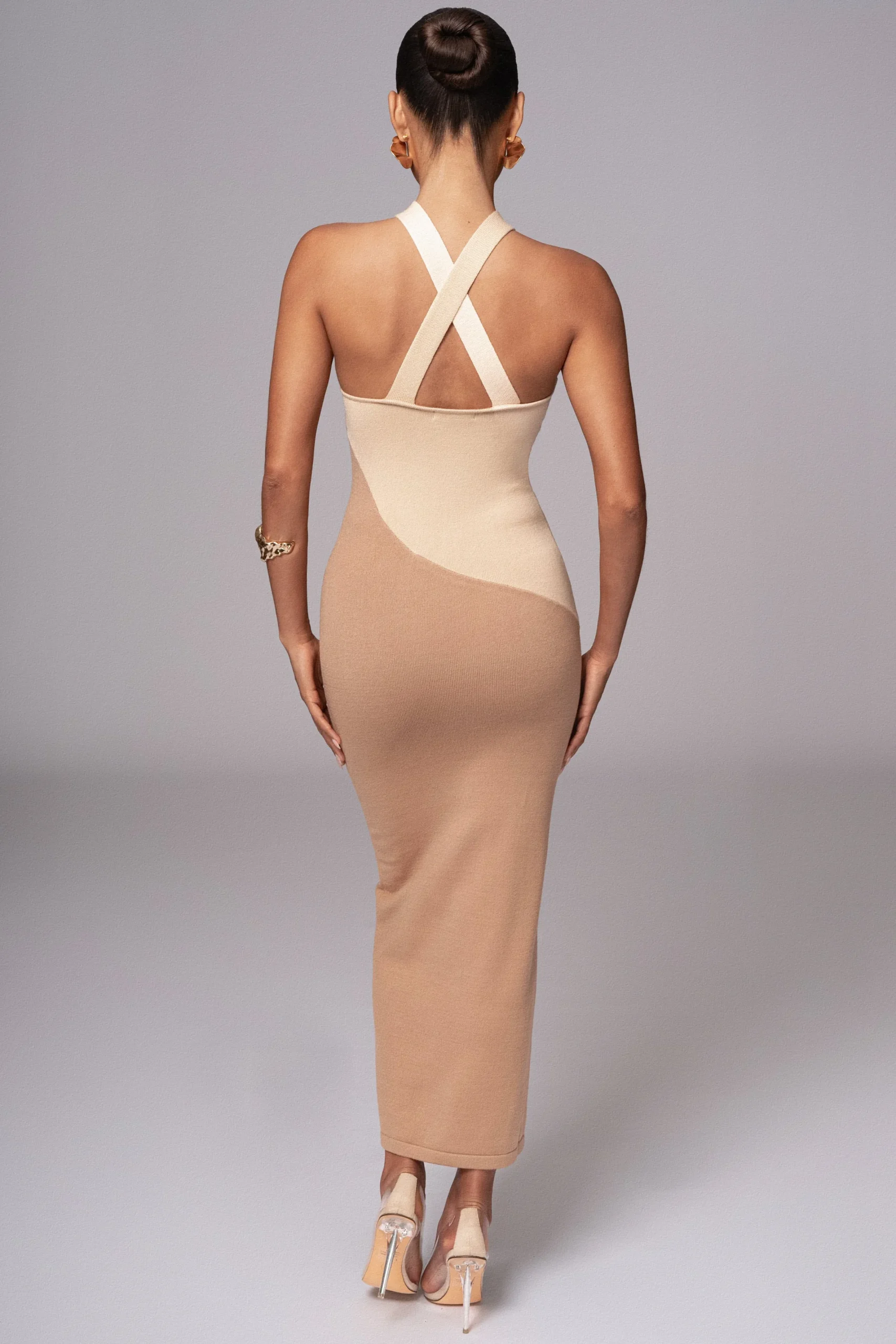 JLUXLABEL Beige Steph Halter Maxi Dress