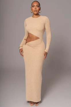 JLUXLABEL Beige Summer Romance Cutout Dress