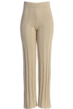 JLUXLABEL Beige Take A Chance Ribbed Pant Set