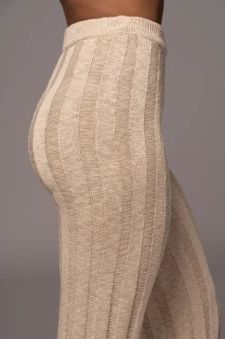 JLUXLABEL Beige Take A Chance Ribbed Pant Set