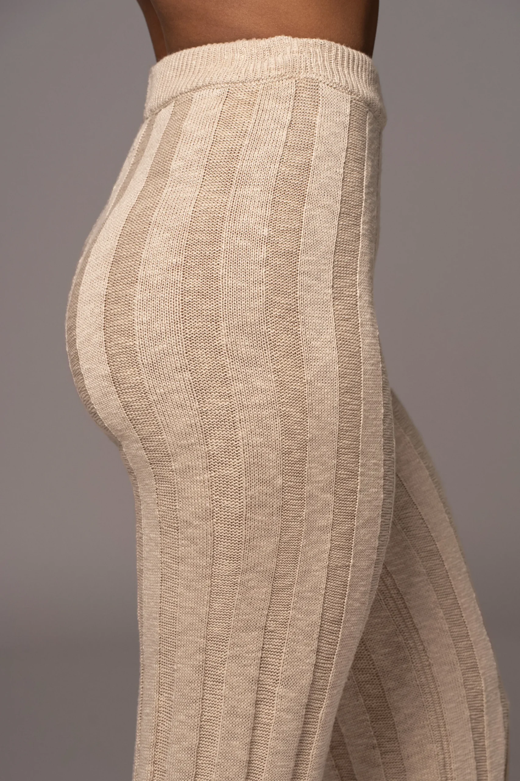 JLUXLABEL Beige Take A Chance Ribbed Pant Set