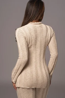 JLUXLABEL Beige Take A Chance Ribbed Pant Set