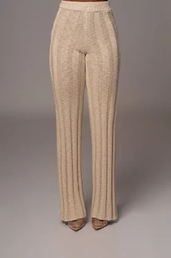 JLUXLABEL Beige Take A Chance Ribbed Pant Set