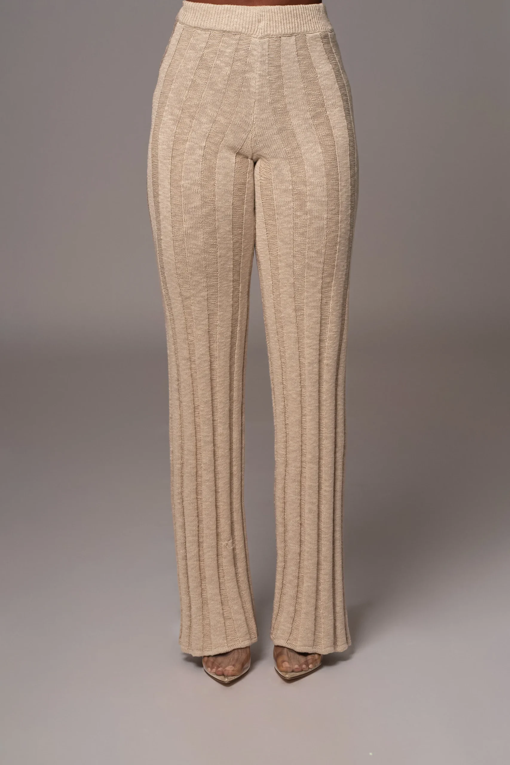 JLUXLABEL Beige Take A Chance Ribbed Pant Set