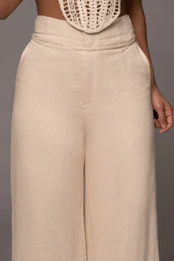 JLUXLABEL Beige Waverly Linen Trousers