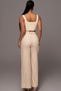 JLUXLABEL Beige Waverly Linen Trousers