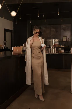 JLUXLABEL Beige Xena Suede Maxi Dress