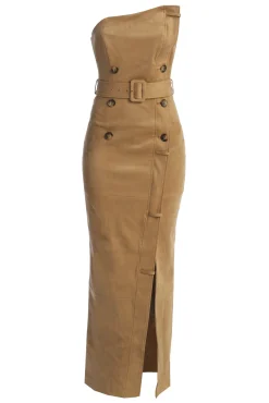 JLUXLABEL Beige Xena Suede Maxi Dress