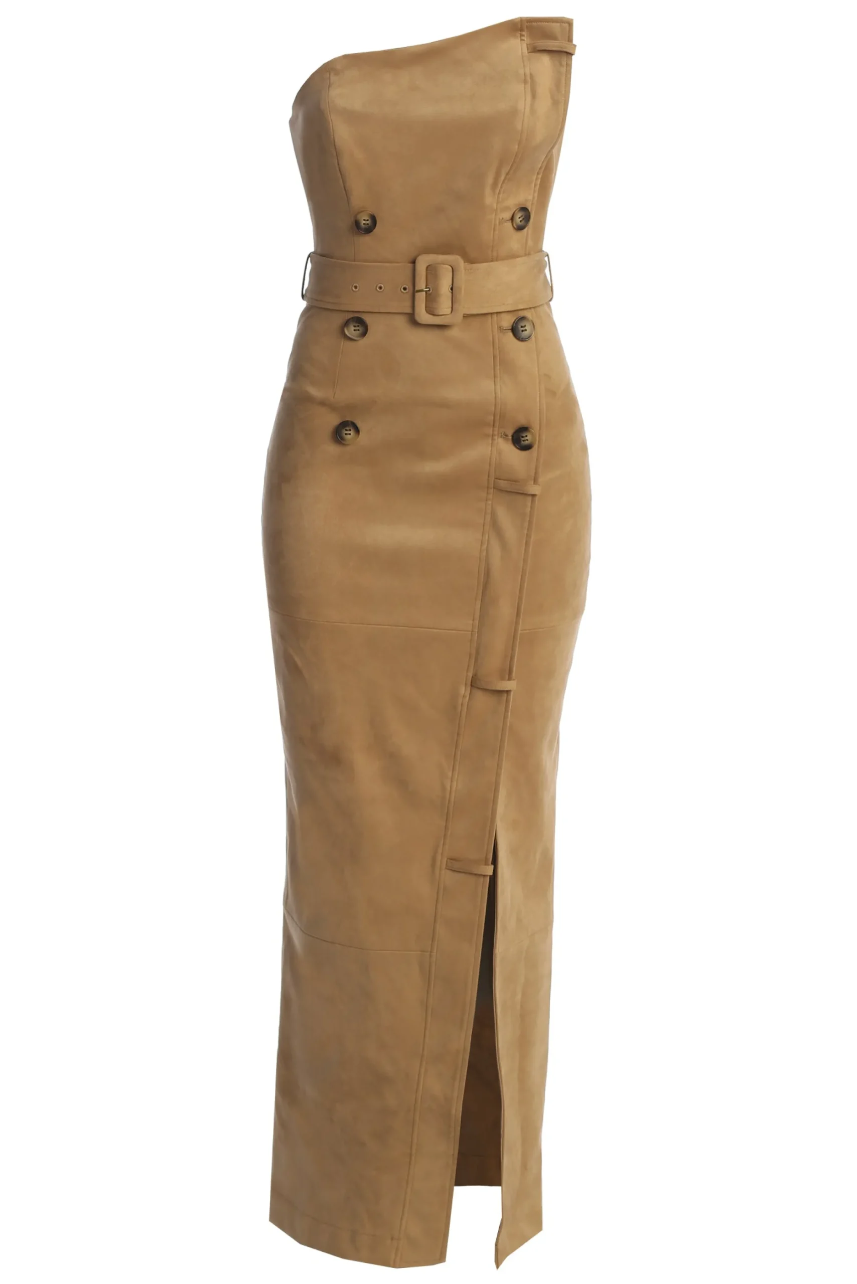 JLUXLABEL Beige Xena Suede Maxi Dress
