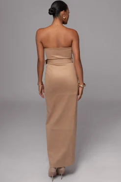 JLUXLABEL Beige Xena Suede Maxi Dress