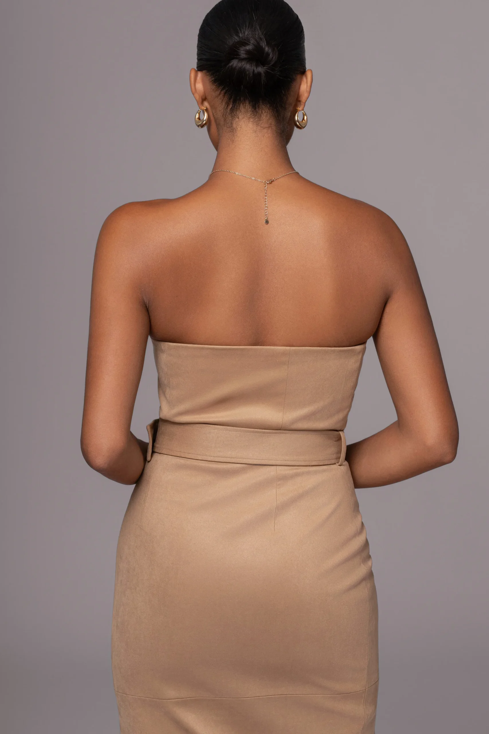 JLUXLABEL Beige Xena Suede Maxi Dress