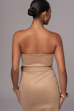 JLUXLABEL Beige Xena Suede Maxi Dress