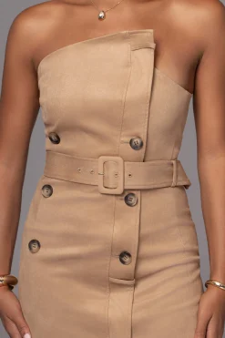 JLUXLABEL Beige Xena Suede Maxi Dress