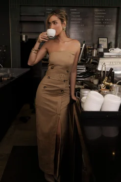 JLUXLABEL Beige Xena Suede Maxi Dress