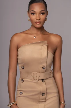 JLUXLABEL Beige Xena Suede Maxi Dress