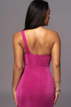 JLUXLABEL Berry Slinky Krishna One Shoulder Maxi Dress