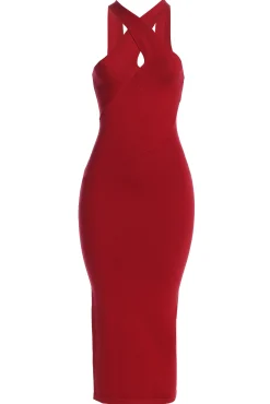 JLUXLABEL Berry Steph Halter Maxi Dress