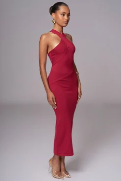 JLUXLABEL Berry Steph Halter Maxi Dress