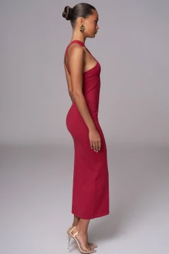 JLUXLABEL Berry Steph Halter Maxi Dress