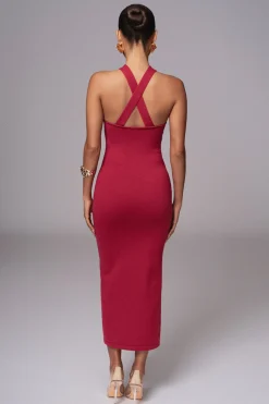 JLUXLABEL Berry Steph Halter Maxi Dress
