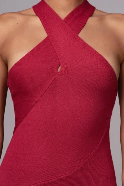 JLUXLABEL Berry Steph Halter Maxi Dress