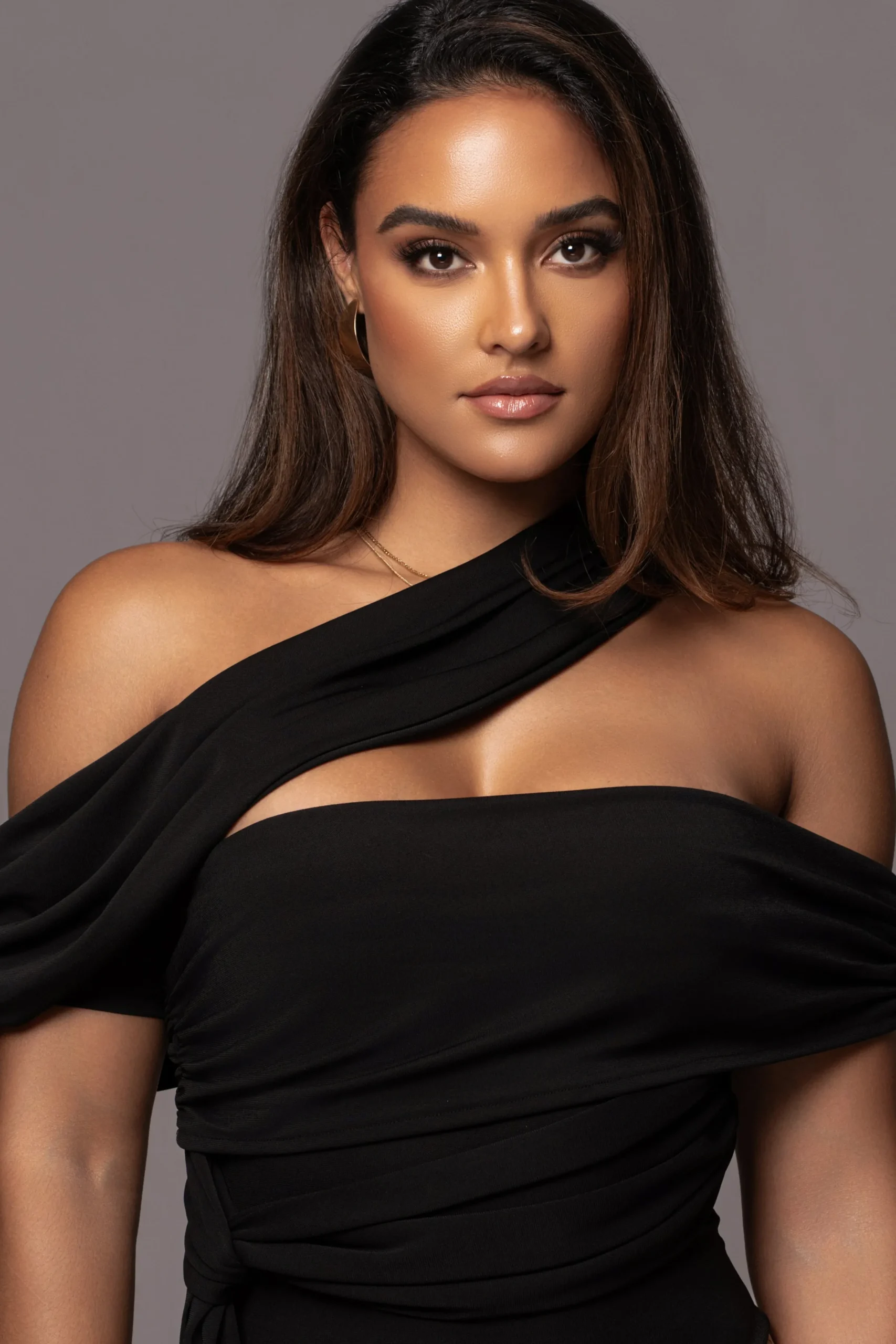 JLUXLABEL Black Above All Drape Bodysuit