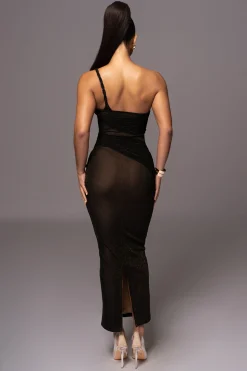 JLUXLABEL Black Alari One Shoulder Maxi Dress