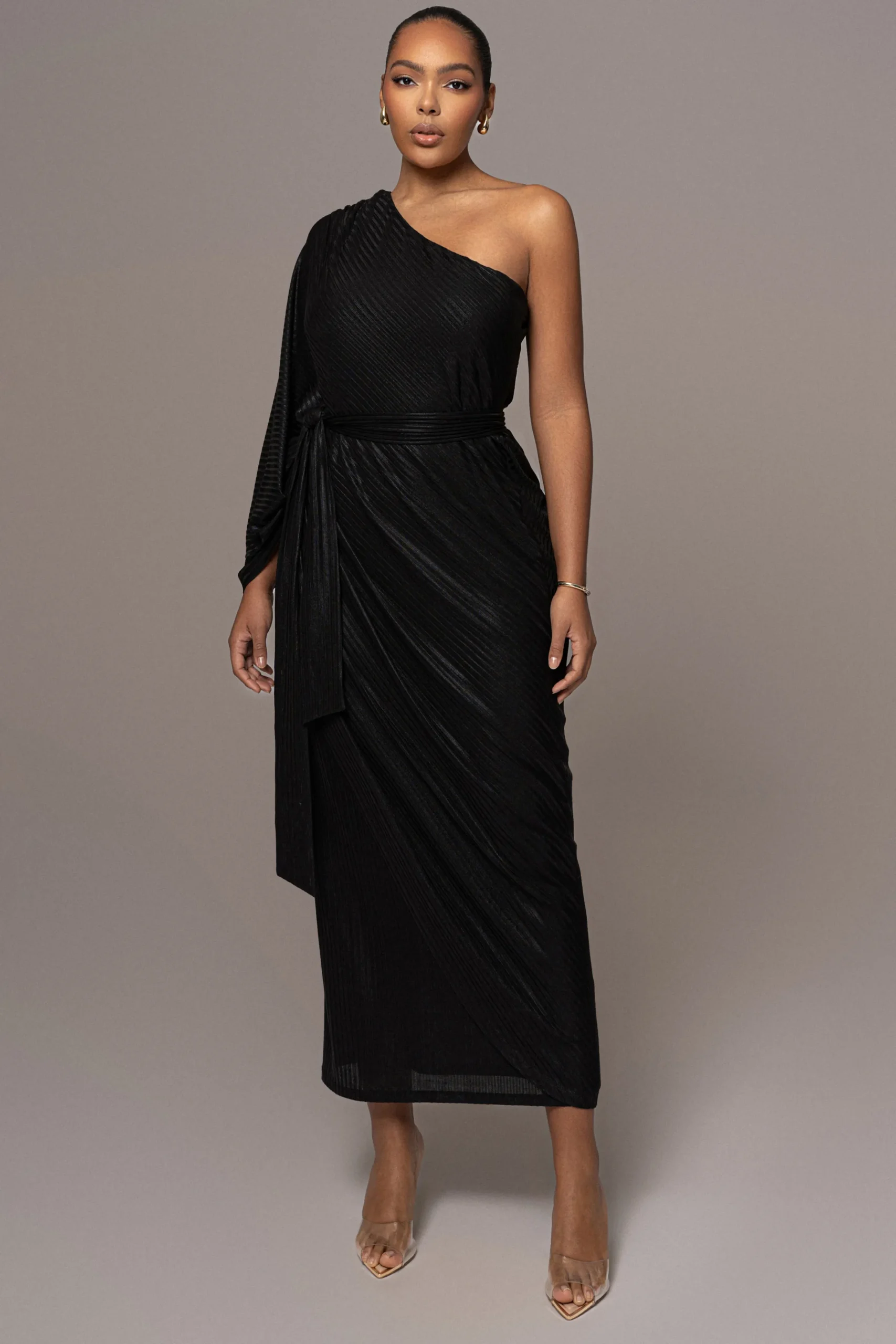 JLUXLABEL Black Amina Metallic Maxi Dress