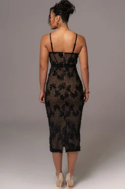 JLUXLABEL Black Angelic Lace Midi Dress