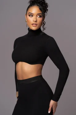 JLUXLABEL Black Anise Ribbed Skirt Set