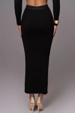 JLUXLABEL Black Anise Ribbed Skirt Set