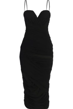 JLUXLABEL Black Arcadia Mesh Midi Dress