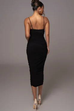JLUXLABEL Black Arcadia Mesh Midi Dress