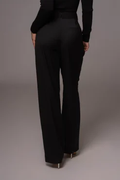 JLUXLABEL Black Asymmetrical Draped Trousers