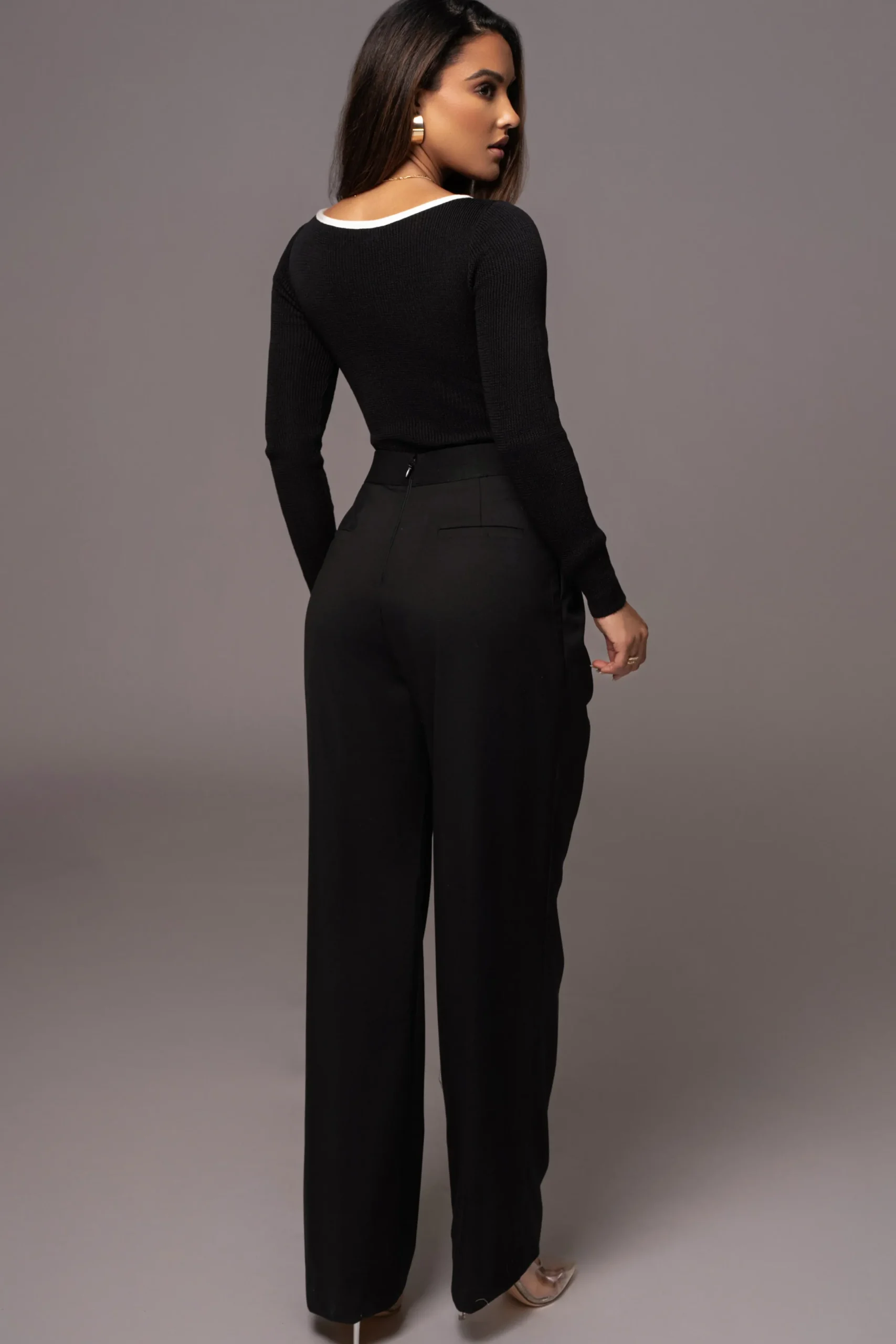JLUXLABEL Black Asymmetrical Draped Trousers