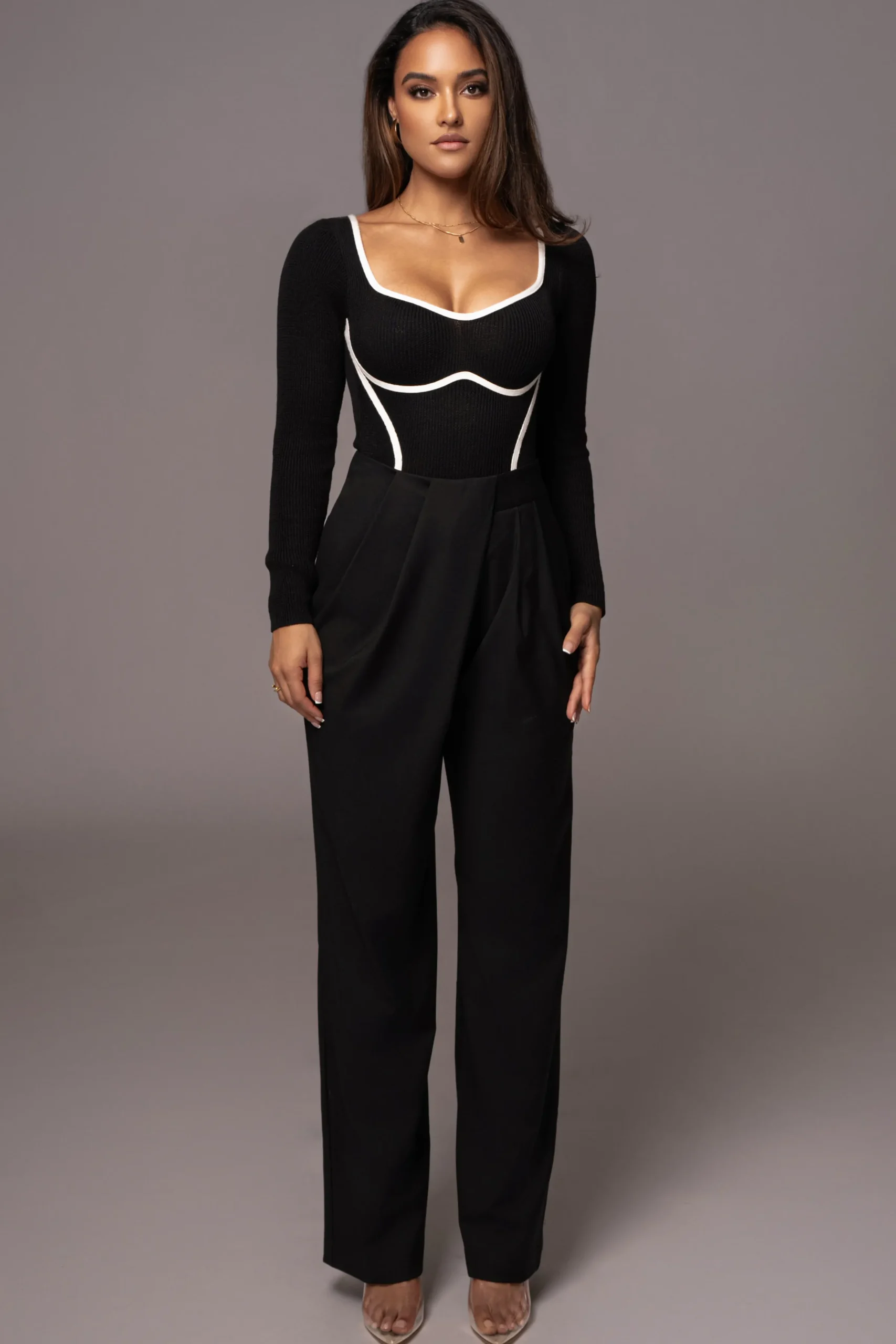 JLUXLABEL Black Asymmetrical Draped Trousers