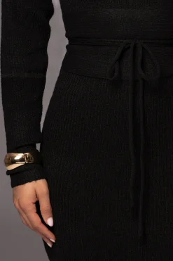 JLUXLABEL Black Aubrey Turtleneck Sweater Dress