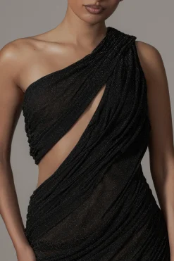 JLUXLABEL Black Aura Shimmer Midi Dress