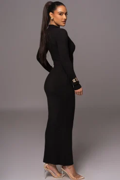 JLUXLABEL Black Bellinda Collar Maxi Dress