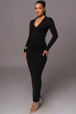 JLUXLABEL Black Bellinda Collar Maxi Dress