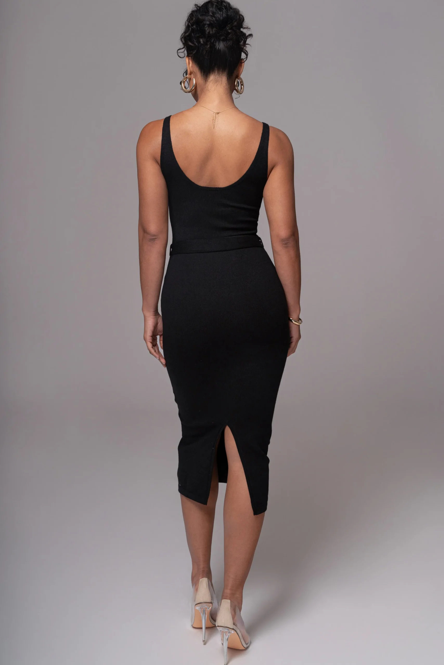 JLUXLABEL Black Belted Envy Midi Dress