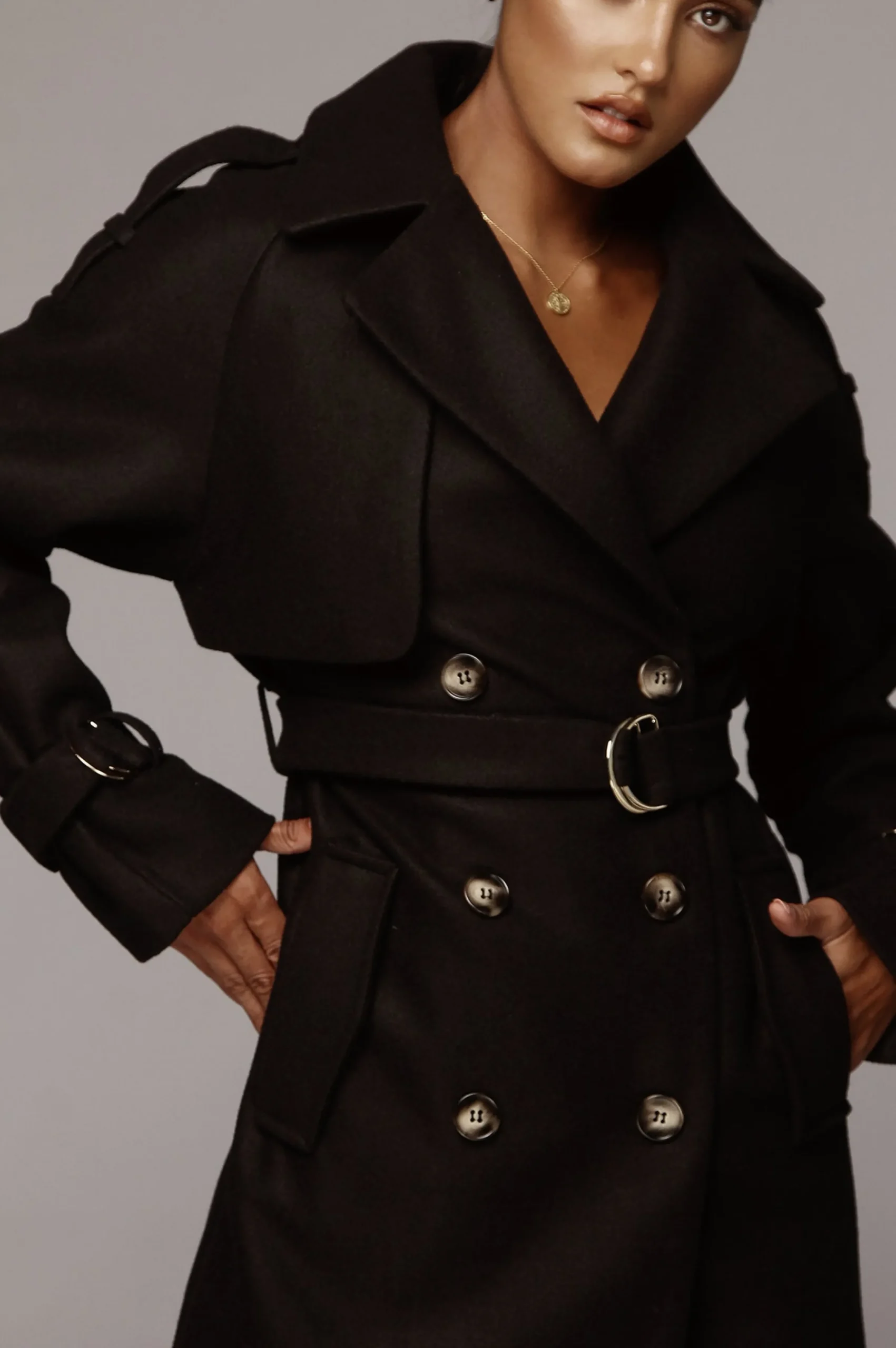 JLUXLABEL Black Beverly Trench Coat