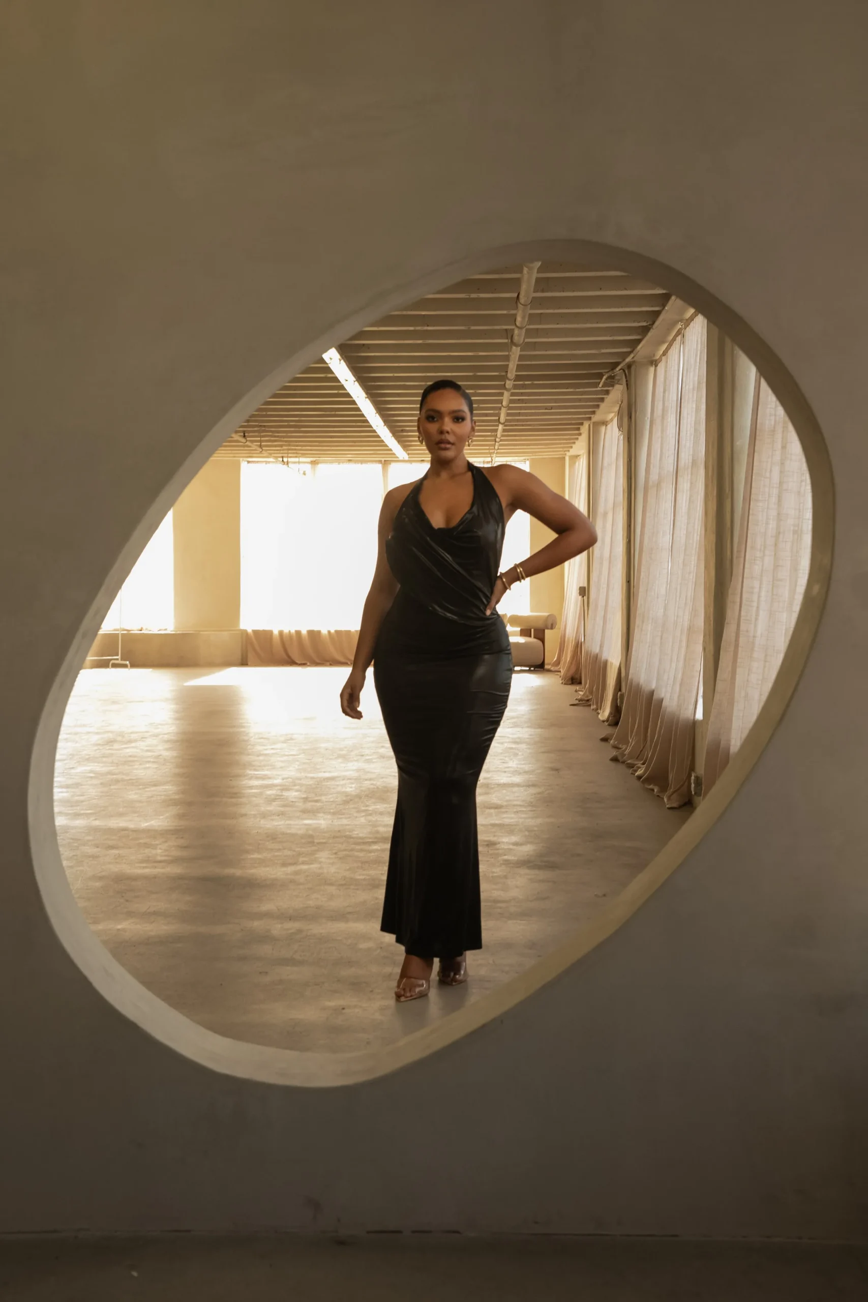 JLUXLABEL Black Bryanna Metallic Maxi Dress