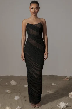 JLUXLABEL Black Catalina Lurex Knit Maxi Dress