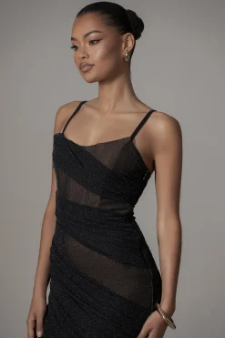 JLUXLABEL Black Catalina Lurex Knit Maxi Dress