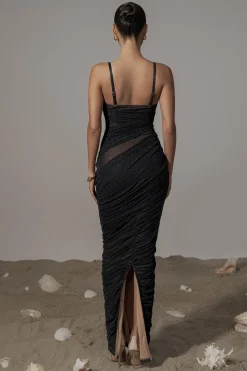 JLUXLABEL Black Catalina Lurex Knit Maxi Dress