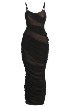 JLUXLABEL Black Catalina Lurex Knit Maxi Dress