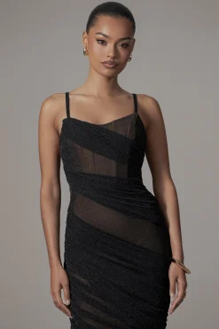 JLUXLABEL Black Catalina Lurex Knit Maxi Dress