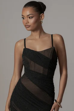 JLUXLABEL Black Catalina Lurex Knit Maxi Dress