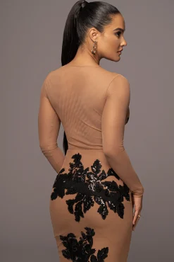 JLUXLABEL Black Charmed Embroidered Mesh Bodysuit